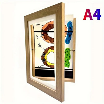 Wood grain magnetic kids art frame | front-opening display for artwork – brand new - picture frames home&living