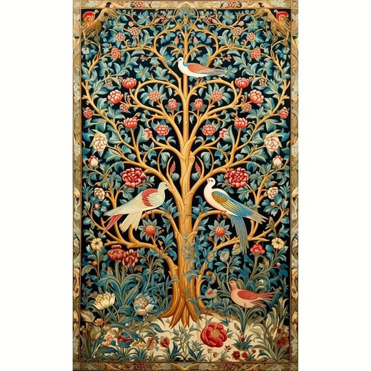 Large 40x70cm tree with birds diamond painting kit - drawing & painting kits crafts