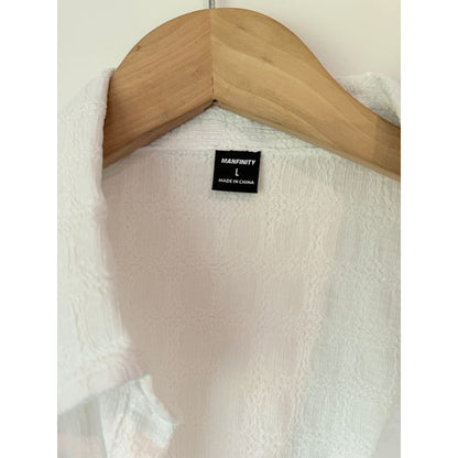 Manfinity size l white textured short sleeve shirt - shirts tops men’s apparel