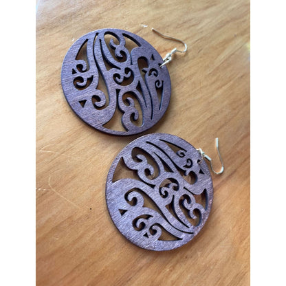 Wooden koru design earrings – brand new – lightweight māori-inspired jewellery - earrings earrings fashion accessories