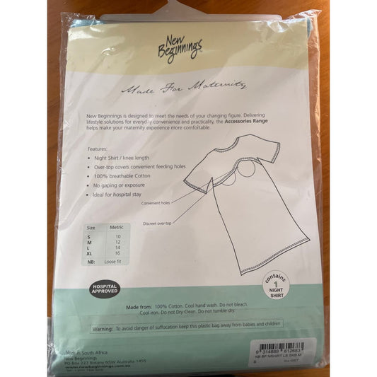 New beginnings breastfeeding night shirt - size m light blue - t-shirts clothing & fashion - maternity - special