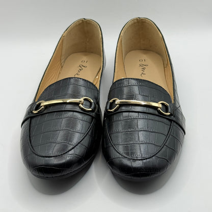&me Black Croc-Embossed Loafers (Size 10)