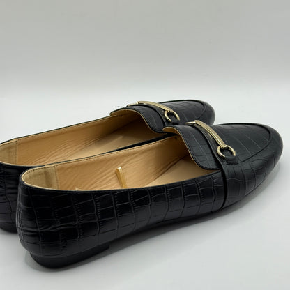 &me Black Croc-Embossed Loafers (Size 10)