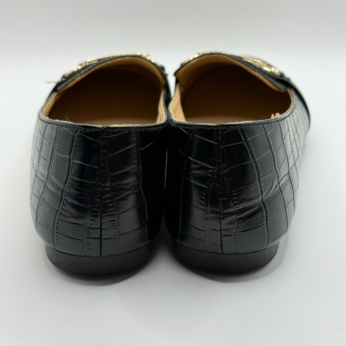 &me Black Croc-Embossed Loafers (Size 10)