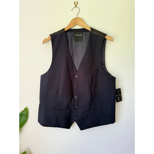 Tarocash men’s navy blue six-button waistcoat – size l | classic & polished look - vests top women’s apparel