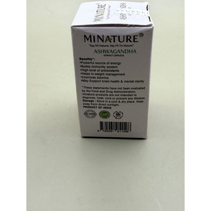 Mi nature ashwagandha extract capsules – 60 vegan caps (brand new & sealed) - herbal supplements health and wellness