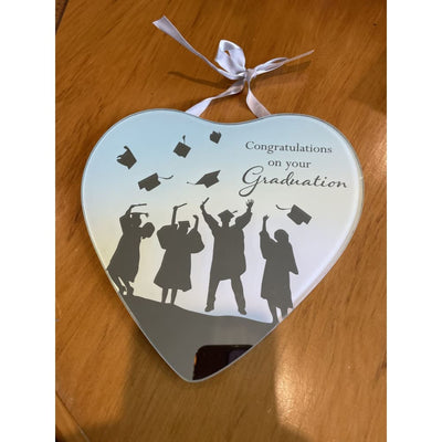 Graduation congratulations glass wall hanging plaque - decorative plaques gift items - seasonal & holidays decorations