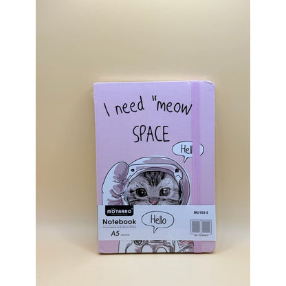 Mötarro a5 notebook - ’meow space’ design - notebooks & notepads stationery