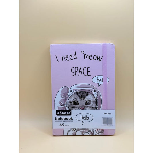 Mötarro a5 notebook - ’meow space’ design - notebooks & notepads stationery