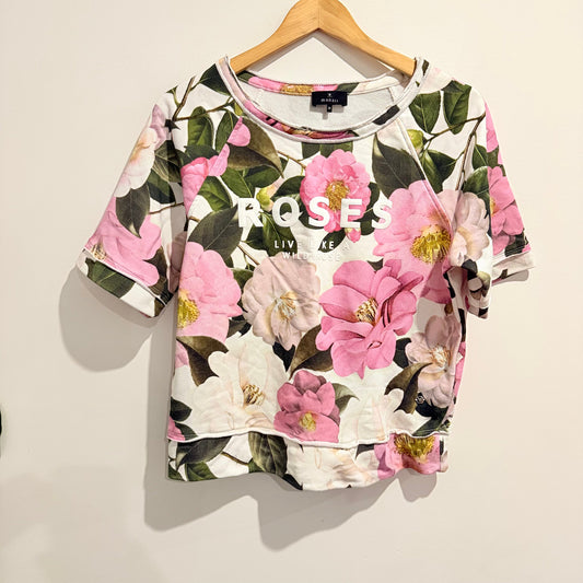 Monari size 36 roses live like a wild rose floral top - blouses top women’s apparel