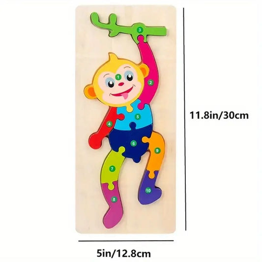 Wooden puzzle – monkey design | durable educational toy for kids – brand new - wooden & pegged puzzles educational