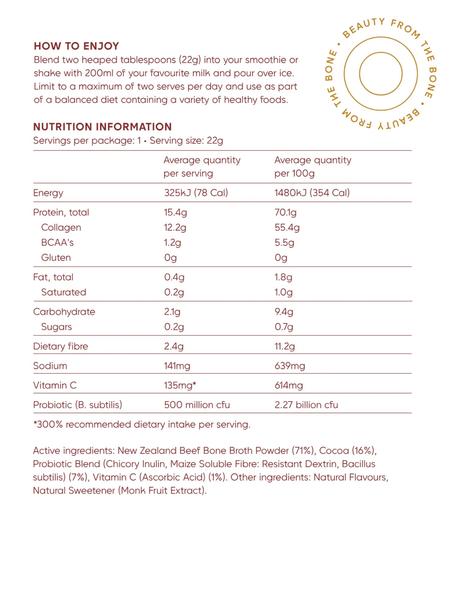 Mother’s beauty blend chocolate delight – single serve - powdered beverage mixes health and wellness
