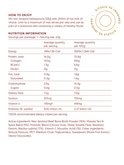 Mother’s beauty broth vanilla chai haven – single serve - powdered beverage mixes health and wellness