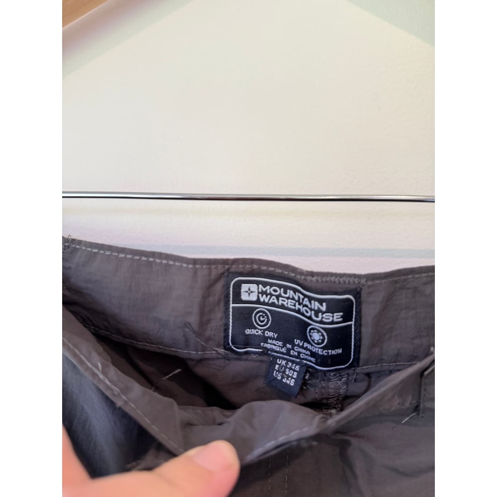 Mountain warehouse size 34w x 30l mens grey uv protect explore trouser short - cargo pants bottoms men’s apparel
