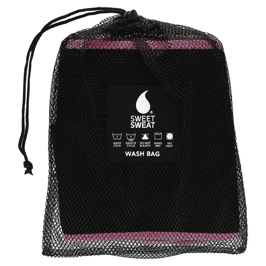 Sweet sweat® waist trimmer medium black & pink 1 belt + wash bag - activewear bag - health and wellness - laundry