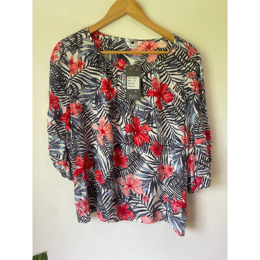 Seduce nz size 10 hibiscus rayon ellen top - blouses blouse - clothing & fashion - designer clearance - top women’s