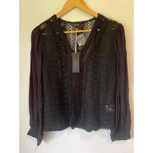 Zafina size 10 long sleeve cotton lace top - blouses blouse - clothing & fashion - designer clearance - top women’s