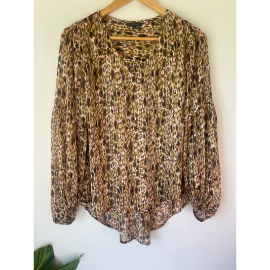 Zafina size 10 animal print top - clothing tops blouse - clothing & fashion - designer clearance - top women’s apparel
