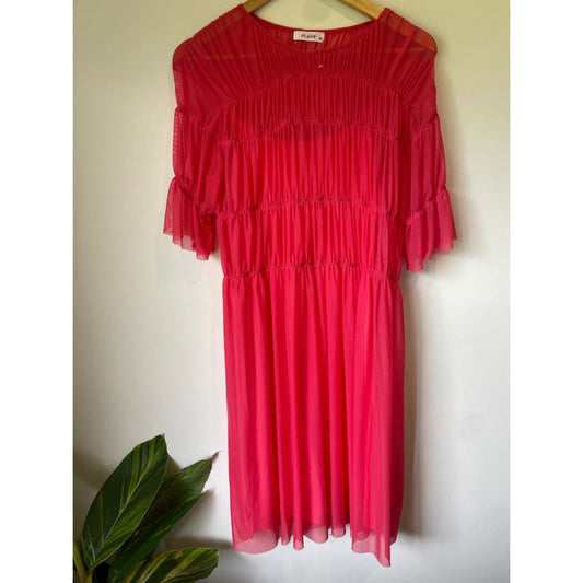 Et alia size xs sheer rouched dress with slip - dresses clothing & fashion - designer clearance - dresses women’s