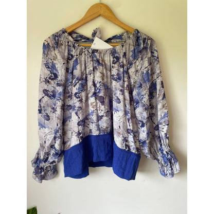 Et alia size xs/8 blue floral top - clothing tops blouse - clothing & fashion - designer clearance - top women’s apparel