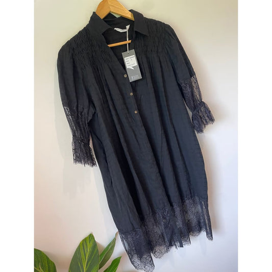 Seduce nz size 10 lace trim dress (missing 1 button) - clothing tops blouse - clothing & fashion - designer clearance