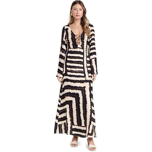 Seven wonders size l azure maxi dress noria print - dresses top women’s apparel