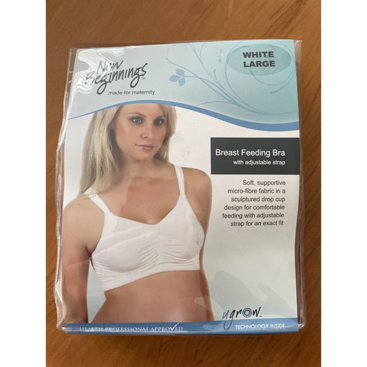 New beginnings size l breast feeding bra in white - l/14 - bras bra - clothing & fashion - maternity - special
