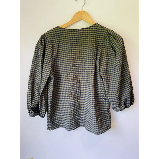Oasis gingham top – size 12 (brand new cut-label cotton blend) - blouses blouse - bnew label cut branded clothing
