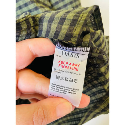 Oasis gingham top – size 12 (brand new cut-label cotton blend) - blouses blouse - bnew label cut branded clothing