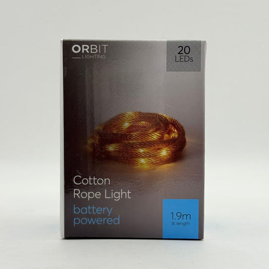 Orbit lighting cotton rope light - 1.9m lit length - battery - light ropes & strings