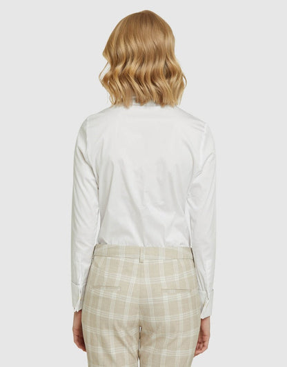 Oxford angel french cuff stretch shirt – white size 8 - shirts top women’s apparel