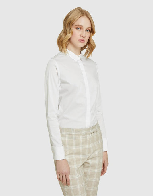 Oxford angel french cuff stretch shirt – white size 8 - shirts top women’s apparel