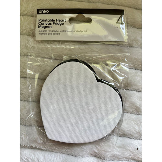 Anko 4-pack paintable heart canvas fridge magnets - refrigerator magnets home&living materials