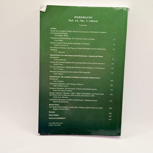 Parergon vol. 41 no. 1 (2024) - academic papers & studies what’s new printed media