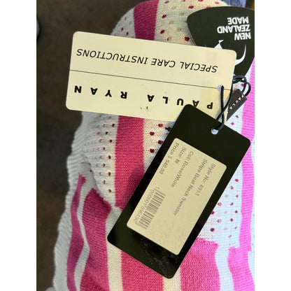 Paula ryan size m stripe boat neck sweater - rose/white rrp $540.00 - sweaters top women’s apparel