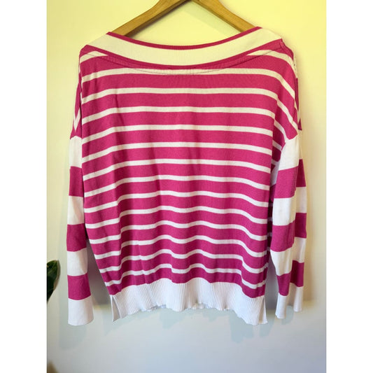 Paula ryan size m stripe boat neck sweater - rose/white rrp $540.00 - sweaters top women’s apparel