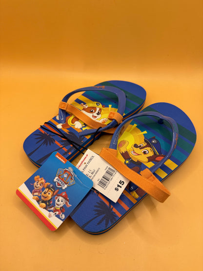 Paw Patrol kids blue flip-flops size 11 with retail tags