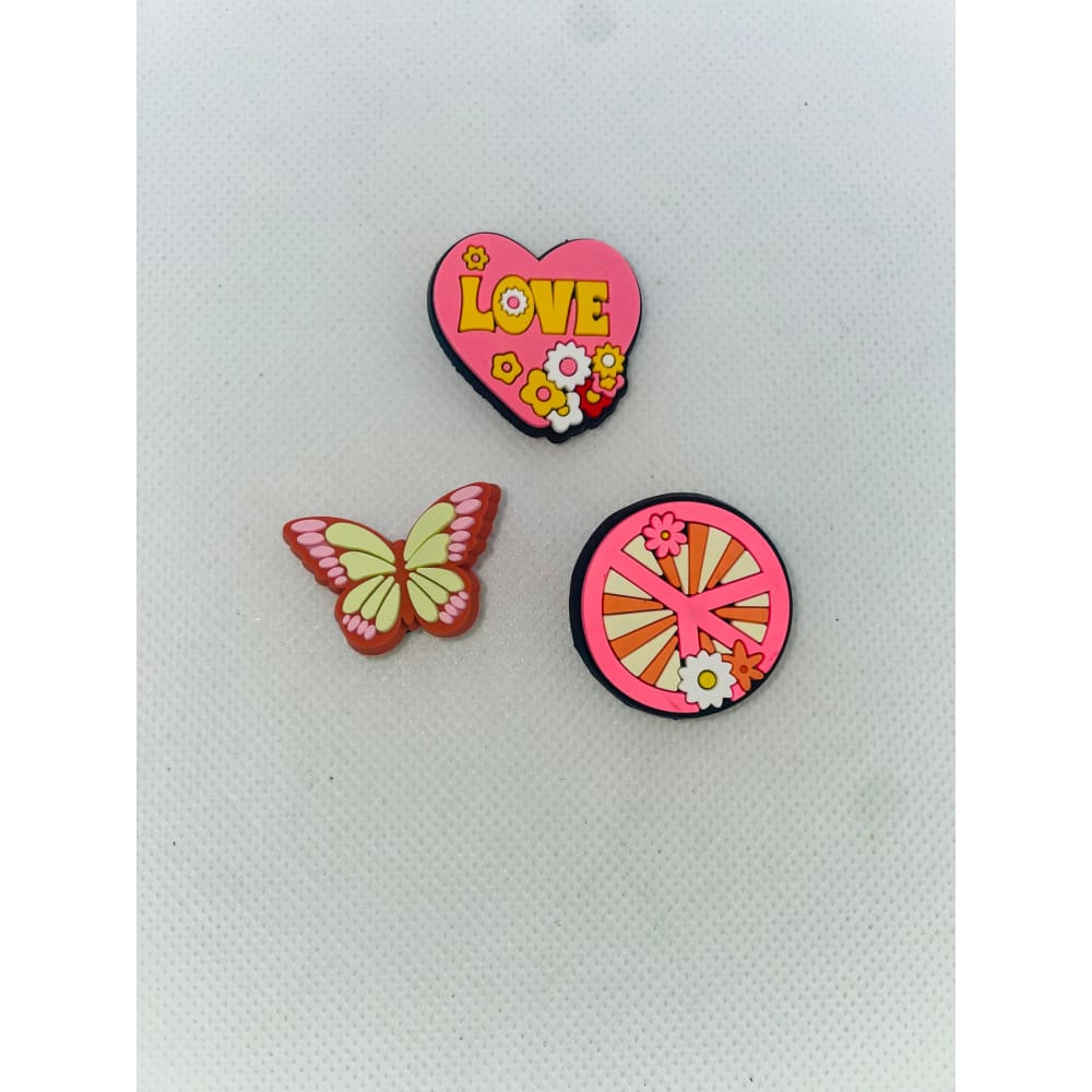 3x peace and positivity shoe charms - peace and positivity 2 - shoe accessories clogs - shoe accessories - shoe charms