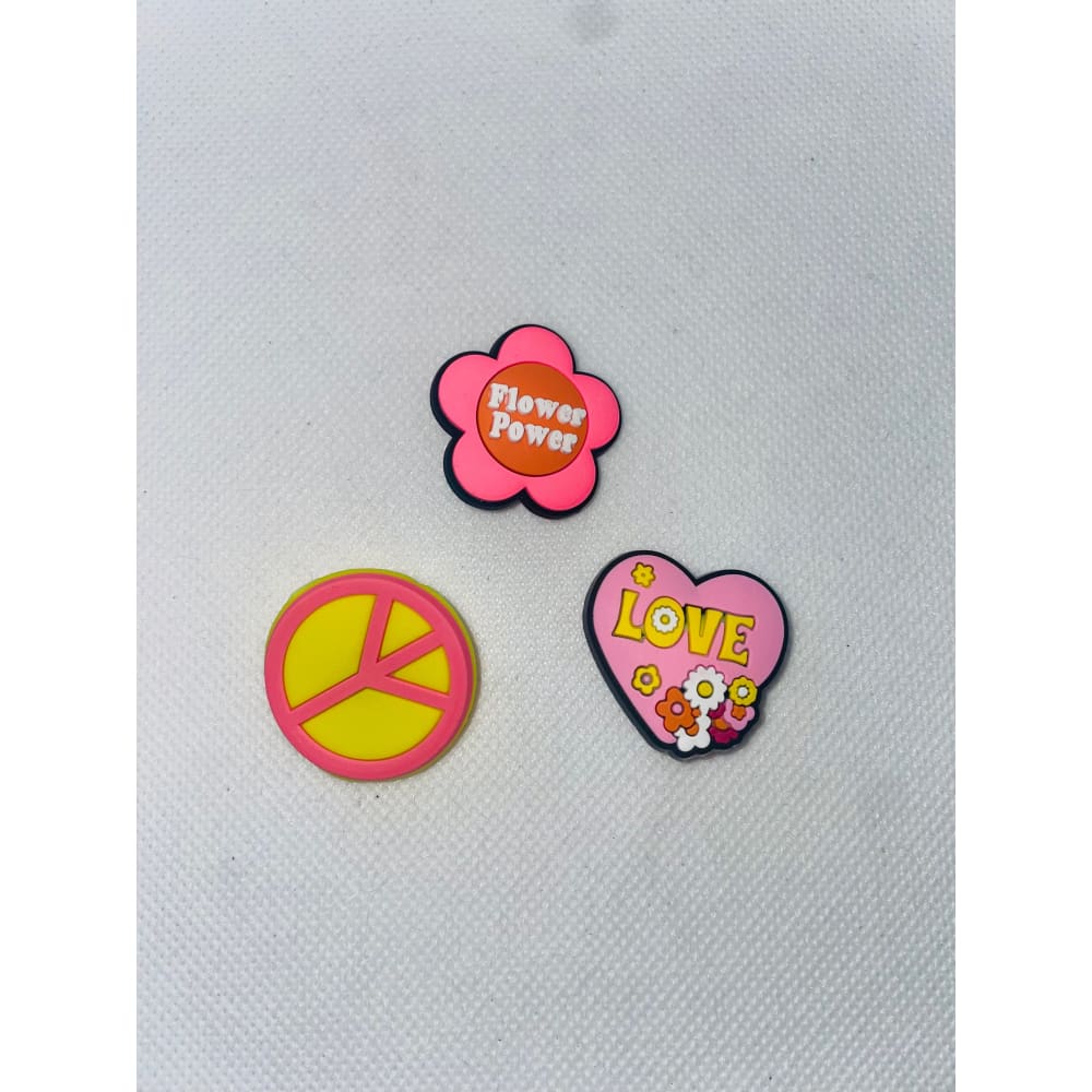 3x peace and positivity shoe charms - peace and positivity 3 - shoe accessories clogs - shoe accessories - shoe charms