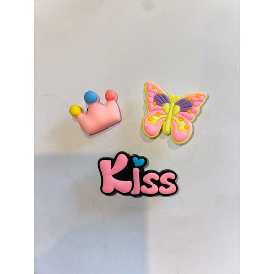 3x cute crown rainbow & kiss shoe charms - shoe accessories clogs - shoe accessories - shoe charms fashion accessories
