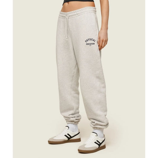 Gymshark size s phys ed logo sweatpants oversized fit light grey marl - sweatpants bottom women’s apparel