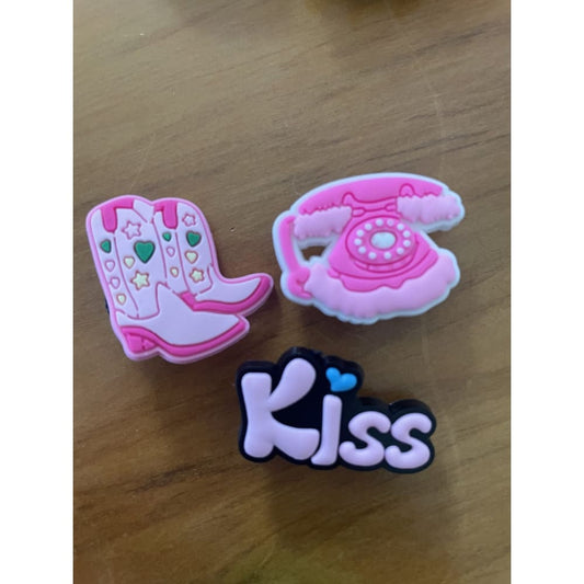 3x pink shoe charms - 1 - shoe accessories clogs - shoe accessories - shoe charms fashion accessories