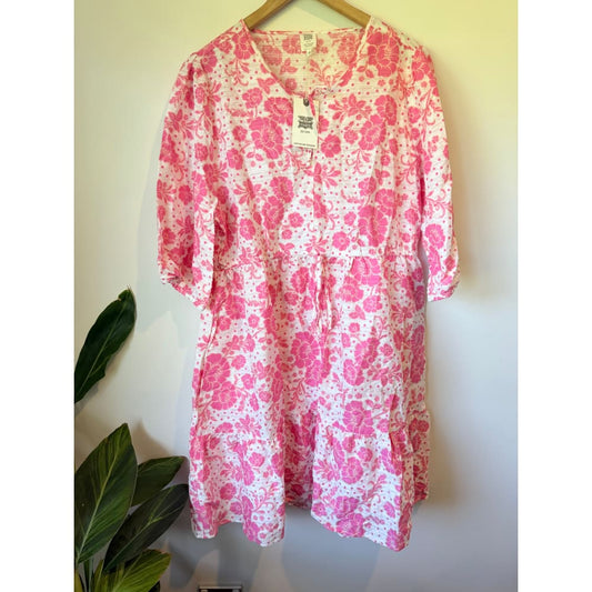 Rivers size 18 pink floral print 100% cotton tunic dress - dresses top women’s apparel