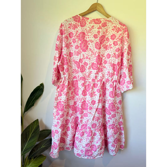 Rivers size 18 pink floral print 100% cotton tunic dress - dresses top women’s apparel