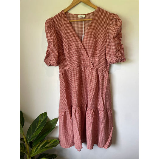 Et alia size l dalton dress in pink gingham - dresses clothing & fashion - designer clearance - dresses - top women’s