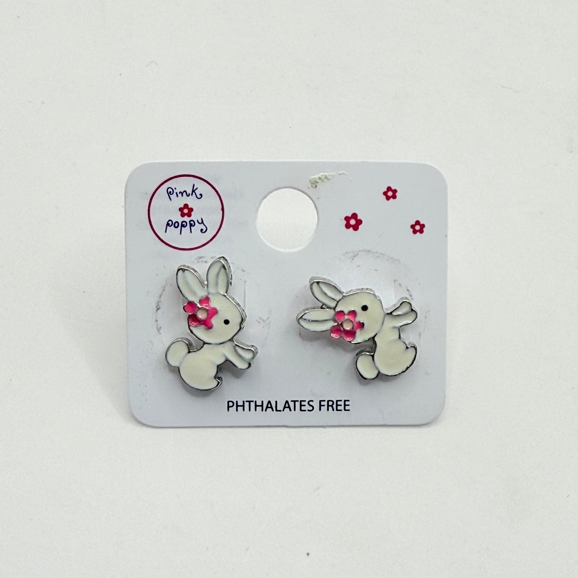 Pink poppy girl’s earrings - bunny style 1 - earrings baby accessories children’s apparel