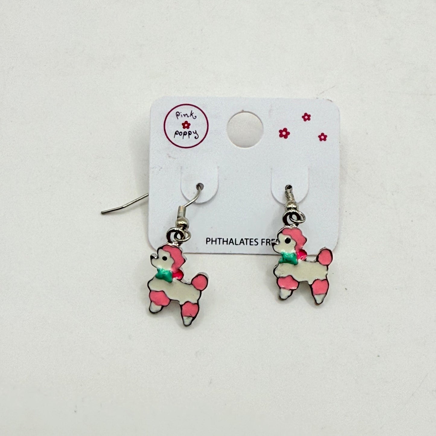 Pink poppy girl’s earrings - dog style 2 - earrings baby accessories children’s apparel