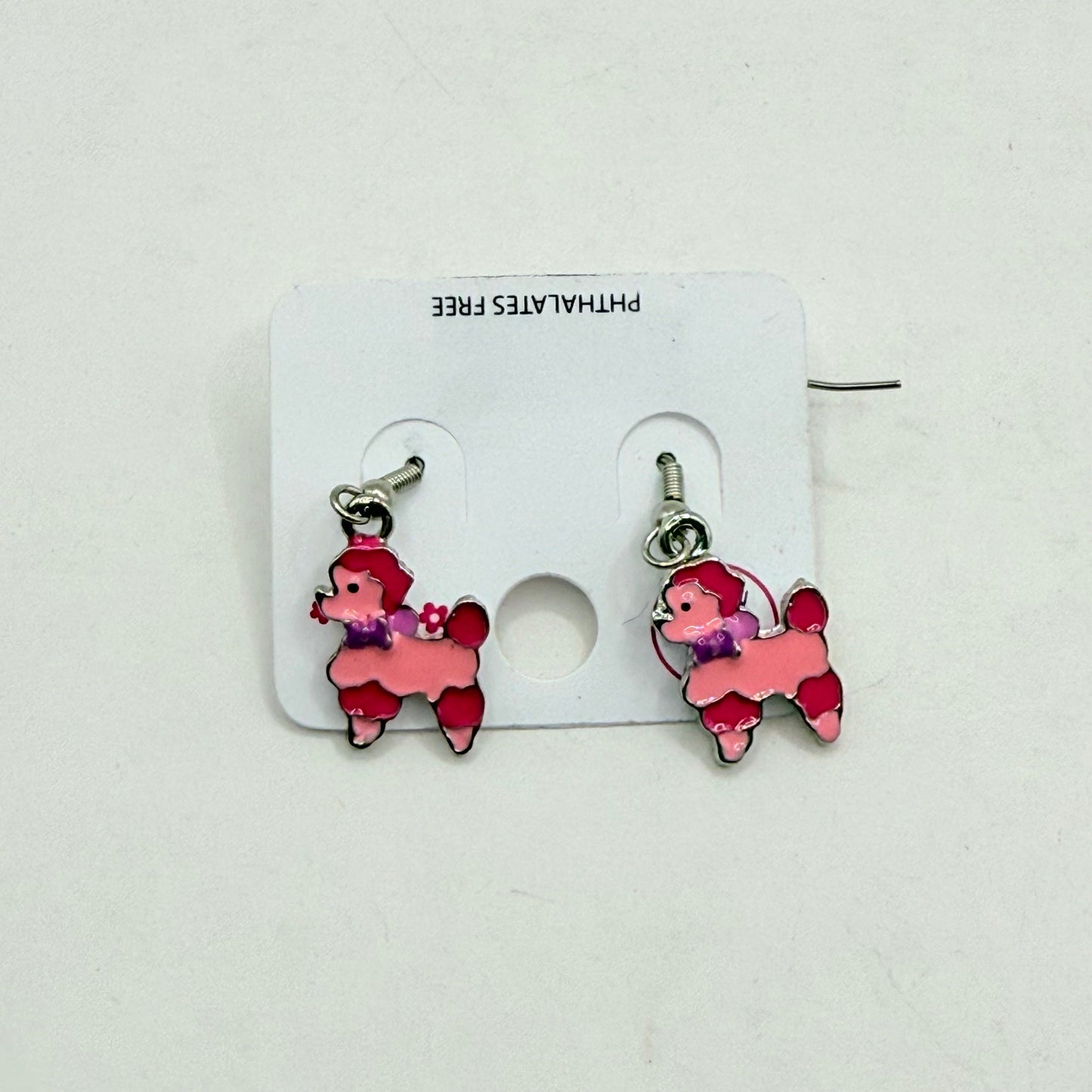 Pink poppy girl’s earrings - dog style 3 - earrings baby accessories children’s apparel