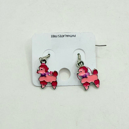 Pink poppy girl’s earrings - dog style 3 - earrings baby accessories children’s apparel