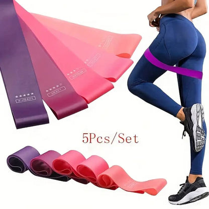 Set of 5x resistance bands - exercise bands & loops health and wellness